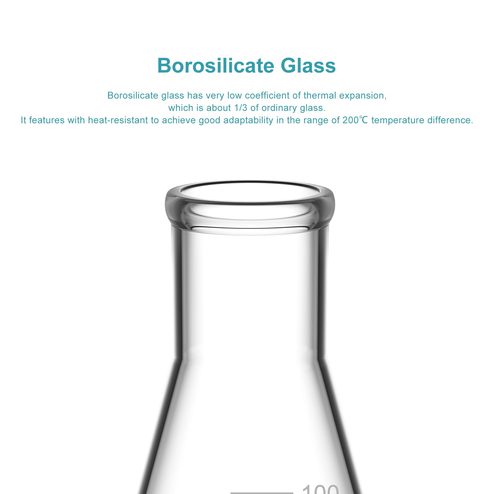 stonylab 1er-Pack 100 ml Erlenmeyerkolben aus Glas, Schwere Wand und Schmalem Mund, Labor Kolben Erlenmeyer Flask mit Robustem Rand