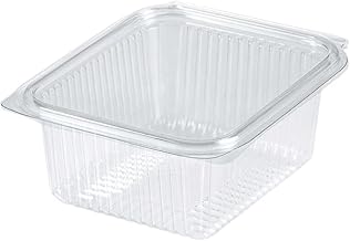 ecodrinks - 100 Airtight Food Containers - Square Stacking Trays for Pasta, Fruits and Vegetables - Suitable for Fridge and Freezer with Fresh Lid (500 ml)