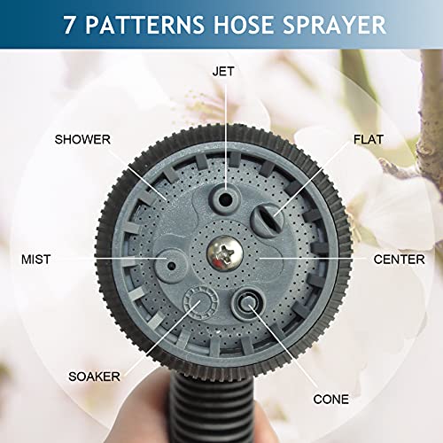 Yestar 50Ft Garden Coil Hose 3/4" Solid Brass Connector Flexible Water Hose With High Pressure 7-Pattern Spray Nozzle Lightweight Durable Easy To Storage Kink Free #TOP5