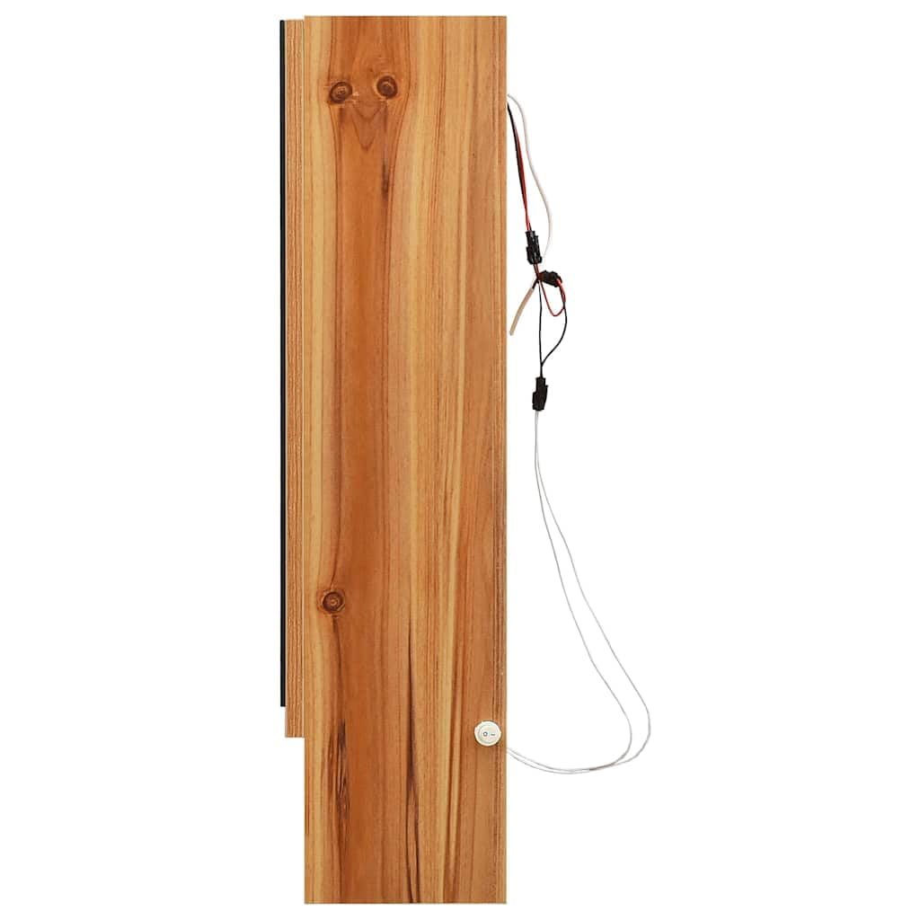 Szafka z lustrem LED do łazienki, dębowa, 80 x 15 x 60 cm, płyta MDF z powierzchnią melaminową, przyłącze USB, 2 drzwi, 3 wkładane półki, zajmuje mało miejsca do umywalki i toalety dla gości