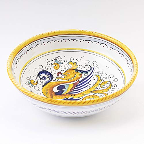 thatsArtecom - Italian Ceramic 8-inch Soup Pasta Bowl Raffaellesco - Deruta Pottery Italian Hand Painted Pasta Bowl Small Serving Bowl Deruta Dinnerware Handmade Ceramic Bowl Italian Soup Bowl