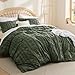 Bedsure Boho Duvet Cover Queen Size, Soft & Comfortable Elegant Design Boho Bedding for Decoration, Machine Washable Comforter Cover for All Seasons,Includes 1 Duvet Cover & 2 Pillow Shams,Olive Green