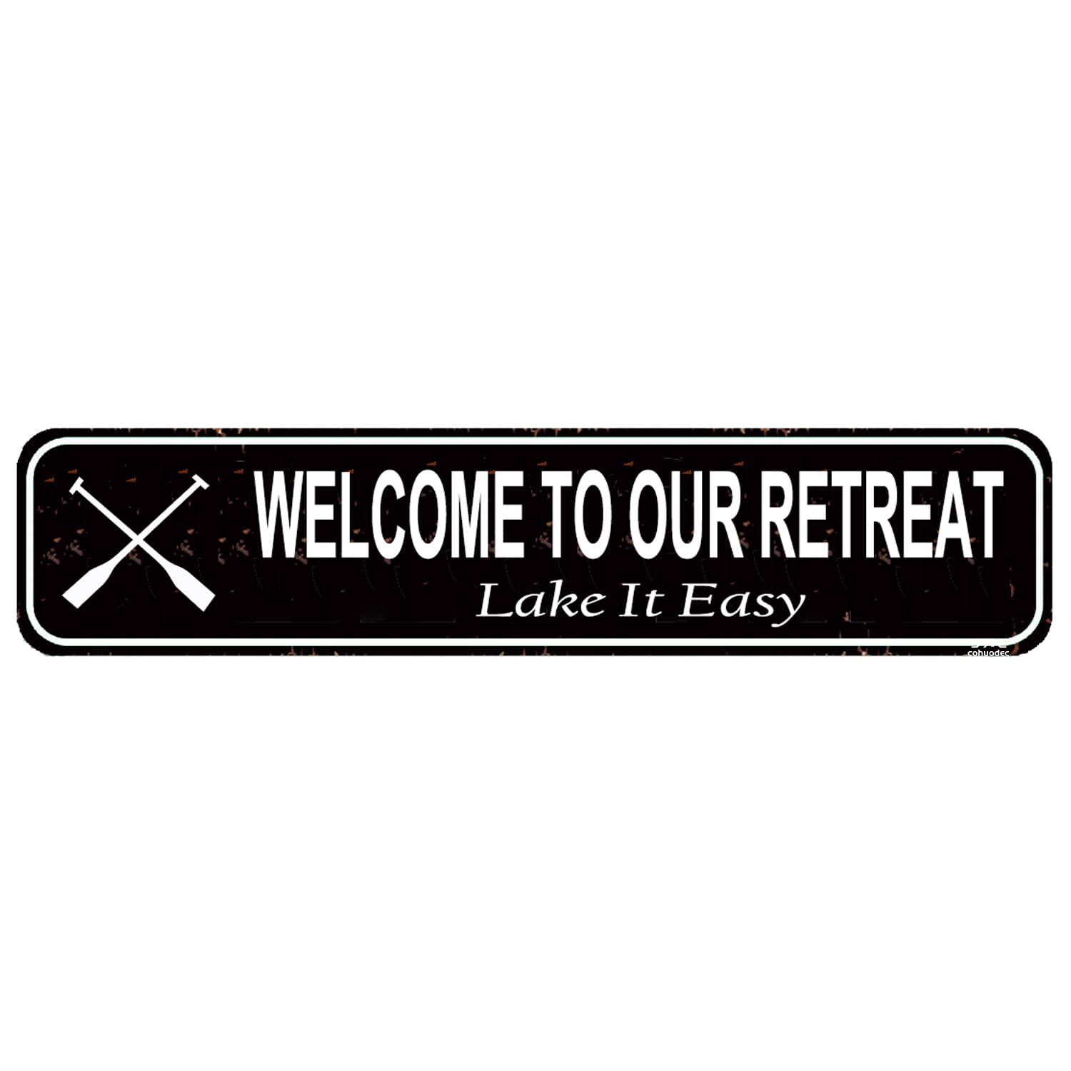 Welcome to Our Retreat 'Lake It Easy' Metal Sign - Rustic Canoe Paddle & Lake House Decor - Relaxing Front Door Welcome Sign - Vintage Tin Wall Art - 4x16 Inch
