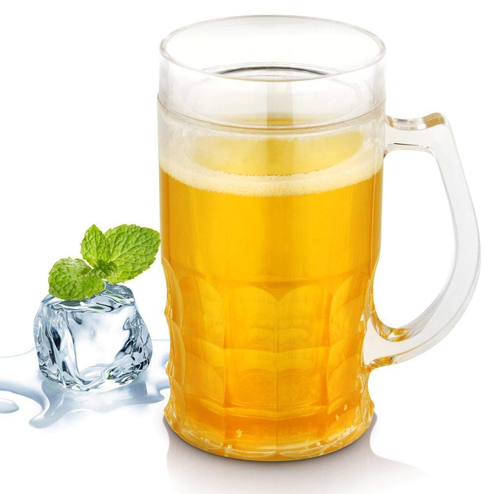 Buy Plastic Frosty Beer Mug Double Wall Freezing Gel Inside Transparent