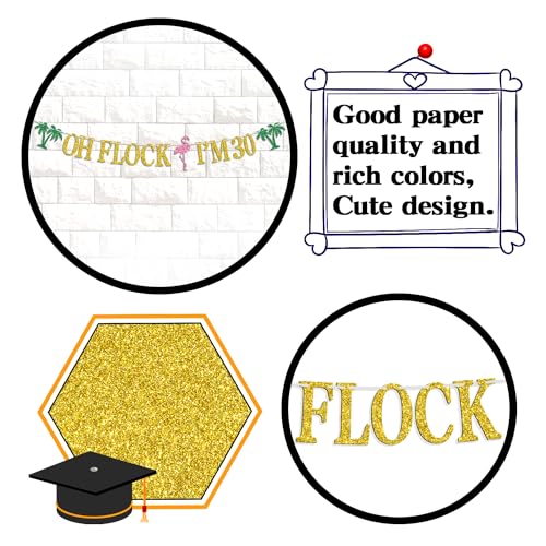 Image of Oh Flock I'm 30 Banner, Glitter Happy 30th Birthday Anniversary Party Decorations, Pineapple Party Decor, Hawaiian Luau Tropical Aloha 30 Theme Party Photo Props