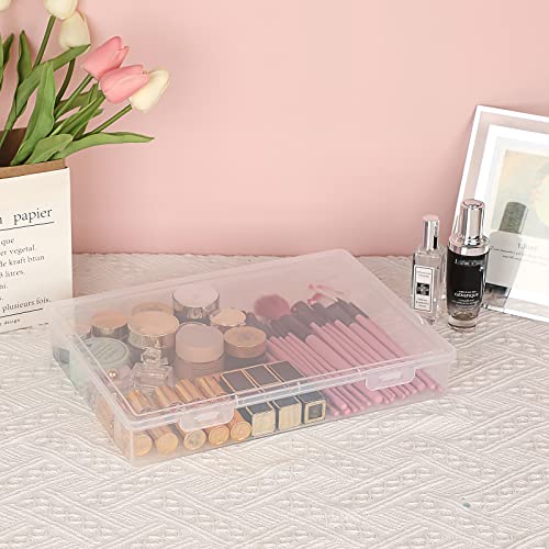 Btsky Clear Plastic Storage Box With Flap Lid, Multipurpose Craft Organizers And Storage Box Art Supply Storage Organizer Plastic Sewing Box For Pencils Markers Notebooks A4 Files, 2 Pack Large #TOP5
