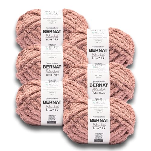 Image of Bernat Extra Thick Chunky Yarn for Crocheting Soft, Rose, 6-Pack
