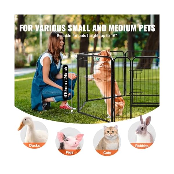 Vevor dog playpen 8 pcs 24 x 24 in panels foldable metal pet exercise pen dog fence indoor and outdoor pen with door storage bag and bottom pad pet playpen for dogs cats and other small animals  urban country home decor