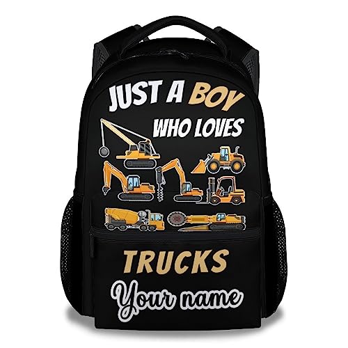 Personalized Toddler Backpack, Construction Backpacks for Boys, Kids Bookbag for Elementary Preschool Kindergarten, Custom Name School Bag