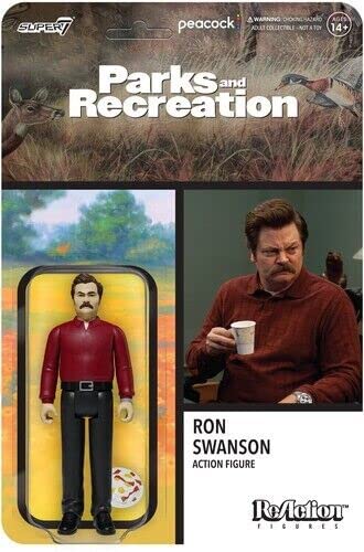 Super7 Parks and Recreation Ron Swanson 3.75 in Reaction Figure, Multicolor, 3.75in