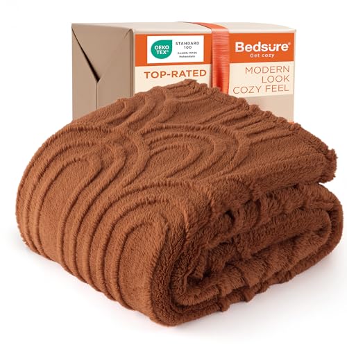 Bedsure GentleSoft Fleece Twin Blanket for Couch - Super Soft & Cozy, Fluffy Blankets for Women & Girls, Ideal for Sofa & Bed, Orange, 60x80 Inches