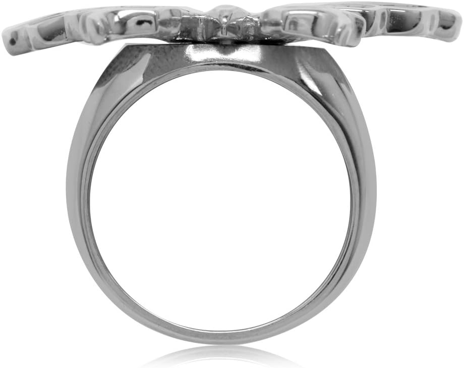 Silvershake Big Abalone Paua Shell Inlay White Gold Plated 925 Sterling Silver Butterfly Ring