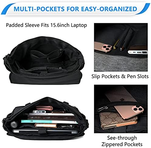 VASCHY Messenger Bag, Lightweight Mens Shoulder Bag Water Resistant Laptop Satchel Briefcase with Padded Shoulder Strap and Luggage Sleeve