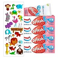 4 Pack Bundle Multipack - Aquafresh Splash Toothpaste 3-8 Years Strawberry Flavour (4X 50ml). A Hadco Bundle with Our Free Puffy Sticker Sheet (Sticker Sheets are Selected at Random) Kids Toothpaste.