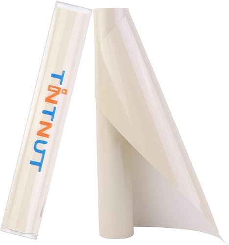 Tintnut Rollo de vinilo de transferencia de calor beige HTV  10 pulgadas x 6 pies, rollo de vinilo HTV con carcasa de arena sólida para planchar en