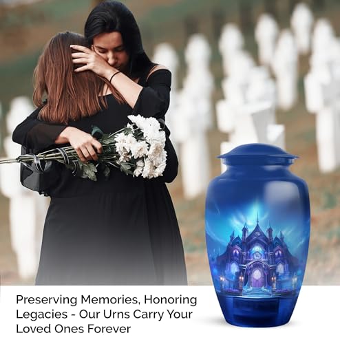 Image of Personalized Temple - Burial Urns for Adult Male Dad - Cremation Urns for Adult Ashes Women - Large Urns for Human Ashes Adult Man - 10 Inch - Large with Velvet Bag - Funeral Ashes Urn