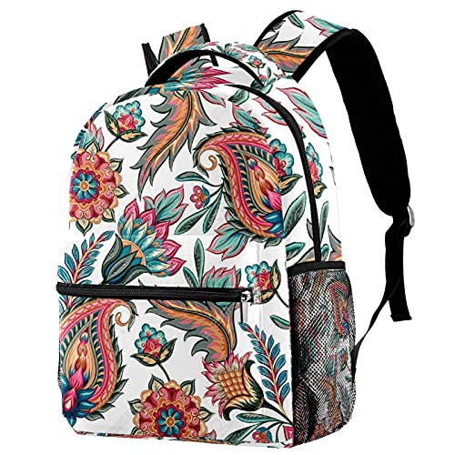 Sac à dos vintage fleurs feuilles avec porte-bouteille ergonomique