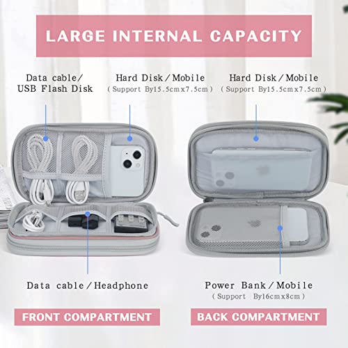 Fyy Electronic Organizer, Travel Cable Organizer Bag Pouch Electronic Accessories Carry Case Portable Waterproof Double Layers All-In-One Storage Bag For Cable, Cord, Charger, Phone,-Pattern Pink(M) #TOP2