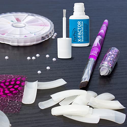 Forpro Professional Collection Forpro X-Factor Brush-On Nail Glue, Long-Lasting, Quick-Drying Nail Glue For Applying Artificial Nail Tips, 0.26 Oz #TOP4