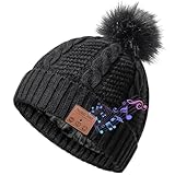 Bonnet Bluetooth Femme, Bonnet musical rechargeable doublé polaire avec haut-parleurs et ...