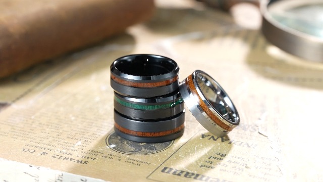 King Will 8mm Black Tungsten Rings, Men's Wedding Rings Meteorite
