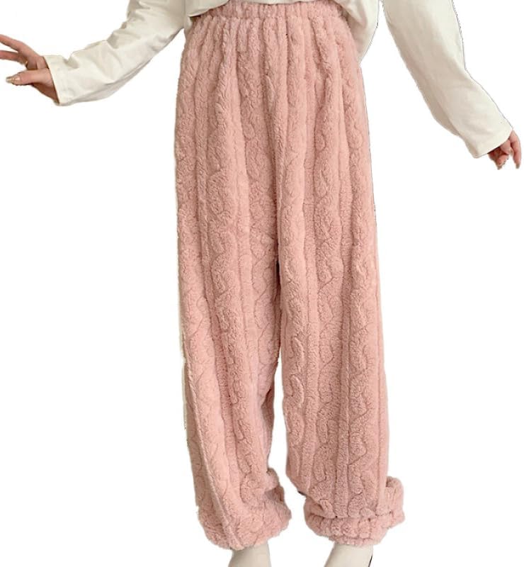 Women's Plush Jacquard Pajamas Fall Winter Warm Thickened Elastic Waist Loungewear