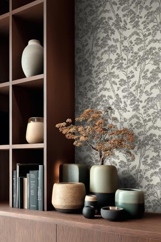 Papel pintado TNT floral blanco negro livingwalls estilo asiático 10m 8