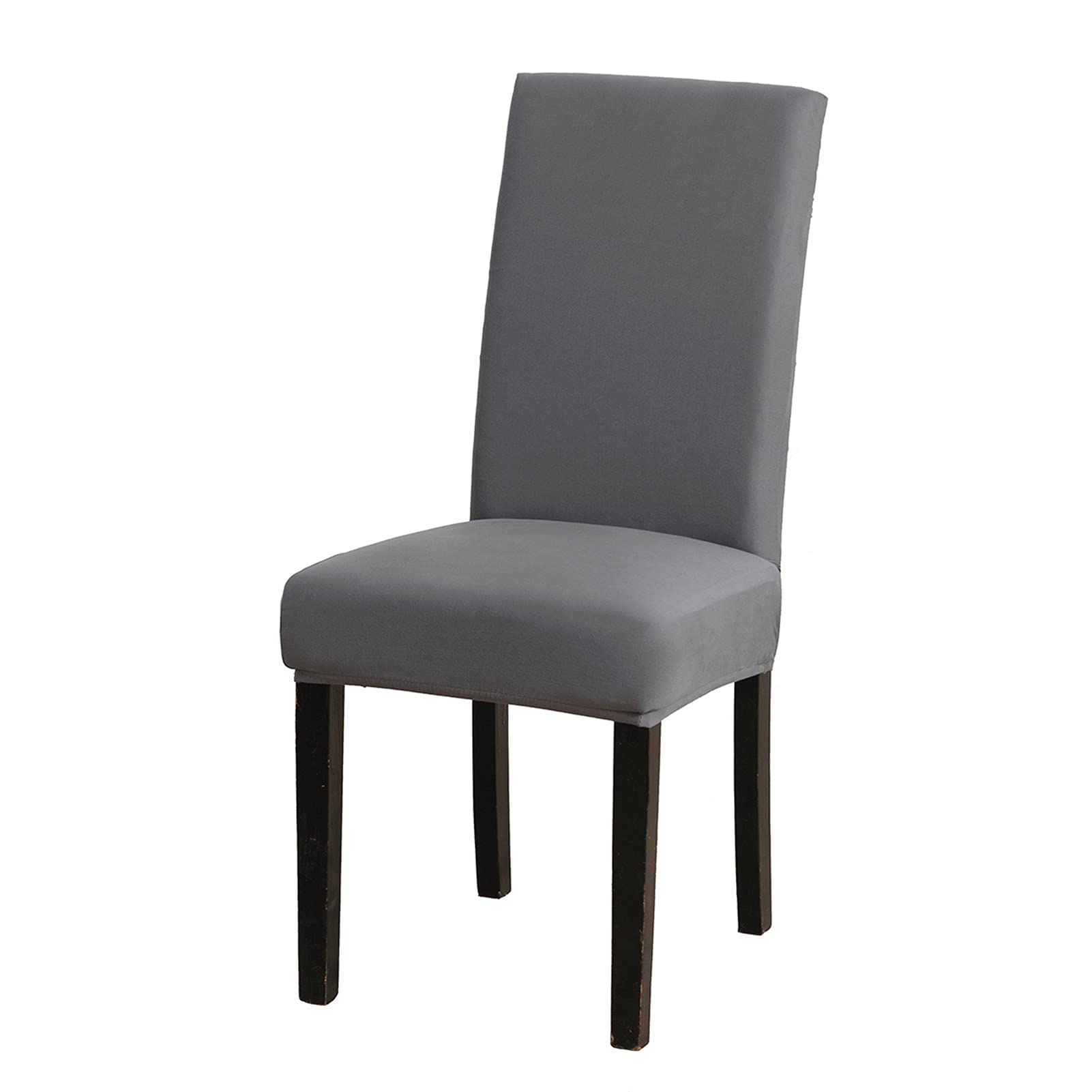 Housses de chaise universelles élastiques lot de 2 lavables en gris