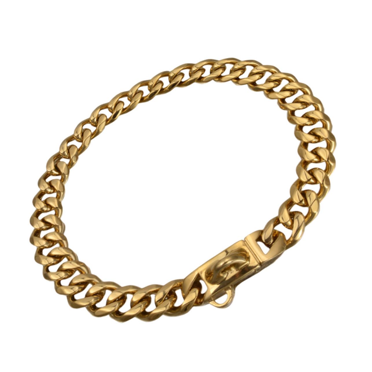 Collier chien acier inoxydable résistant à usure maille dorée Toddmomy