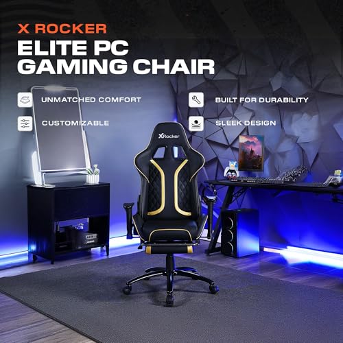 Image of X Rocker PC Computer Gaming Desk Chair with Wheels, College Dorm Room Essentials for Guys and Girls, Adjustable, Ergonomic Office Chair, Gifts for Gamers