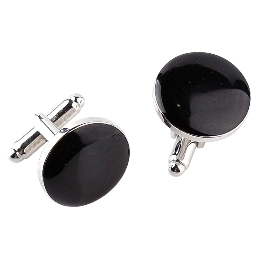 Peora Silver Plated Black Round Stud Cufflinks for Men Boys Wedding Business Gift (B07FL71VX5) Amazon Price History, Amazon Price Tracker