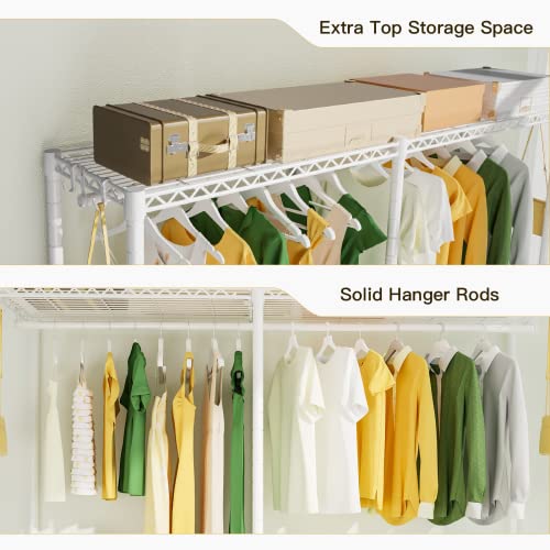 Ulif L-Shaped Heavy Duty Garment Rack, 4-Tier Adjustable Freestanding Closet, Closet Organizers And Storage With 3 Hanger Rods For Bedroom And Cloakroom, 44”W X 35.4”D X 78.3”H, Load Capacity 750Lbs, White #TOP4
