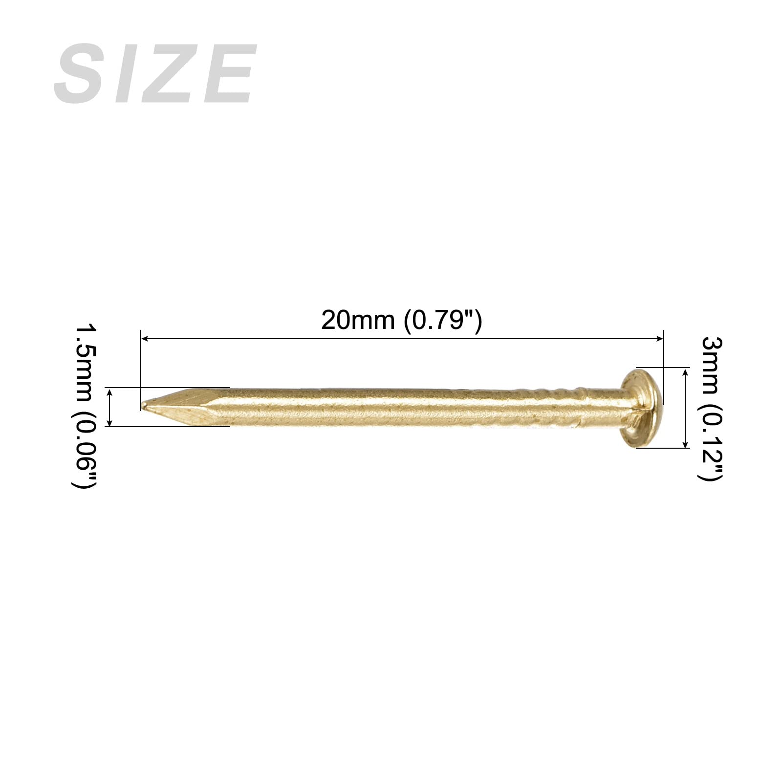 METALLIXITY Small Nails (1.5x20mm) 100pcs, Brass Tiny Hardware Nails - for Household Woodworking Brass Tone - Image 2