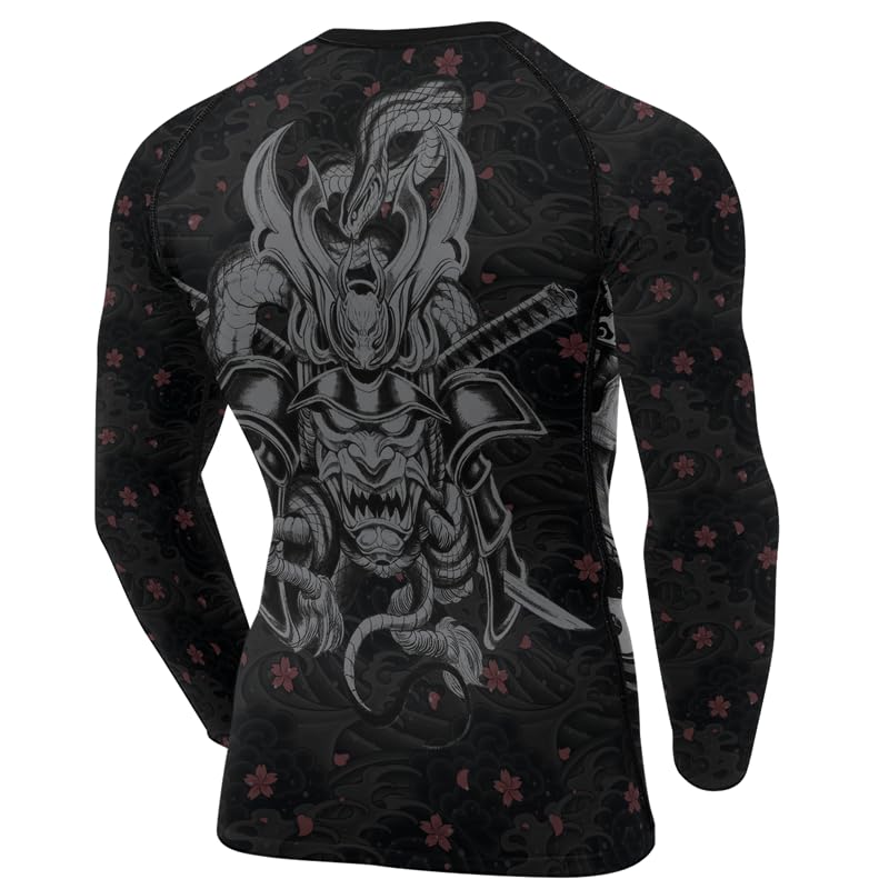 Samurai Men's Long Sleeve Baselayer Skins Performance Fit Compression Rash Guard Grappling MMA BJJ Jiu Jitsu3