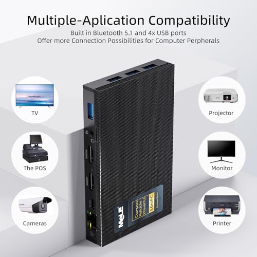 Image of MeLE Fanless Mini PC Quieter3Q 11th Gen N5100 8GB 256GB, Micro Computer WiFi 5 Small Desktop Service with USB-C PD, Gigabit Ethernet, Dual HDMI 4K, Auto Power on, PXE Support M.2 SSD