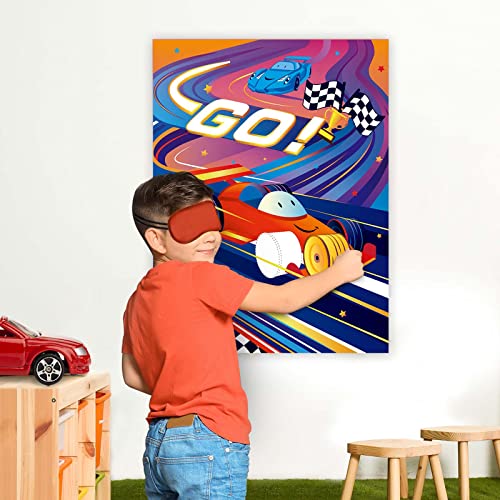 Image of WERNNSAI Race Car Party Games Car Theme Party Supplies for Kids Boys | Pin The Wheel on The Car,Birthday Party Games for Kids,28 inch x 21 inch Poster with 24 Stickers and Blindfold