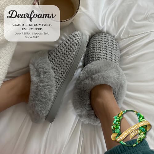 Image of Dearfoams Women's Memory Foam Cozy Soft House Slippers Gifts for Women Hannah Knit Clog House Shoes
