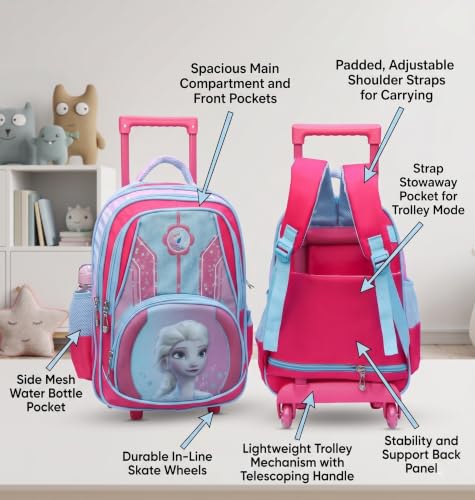 Image of ADSON 3D Embossed School Trolley Bag Large School Bag for Boy Girl, Kids School Bag, Travel Backpack for Girl Boy, Ideal for Children Trolley 16 Inch Water Resistant