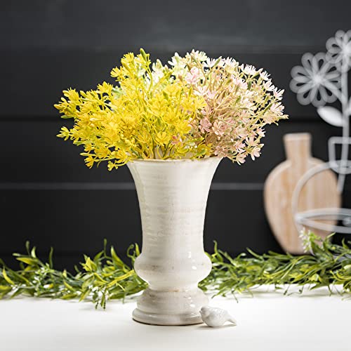 Sullivans Modern Farmhouse Decorative Ceramic Vase, 6 X 6 X 10 Inches, Distressed Decoration For Farmhouse Décor, Off-White Crackled Finish, Faux Floral Vase, Table Décor For Dining Or Living Room #TOP5