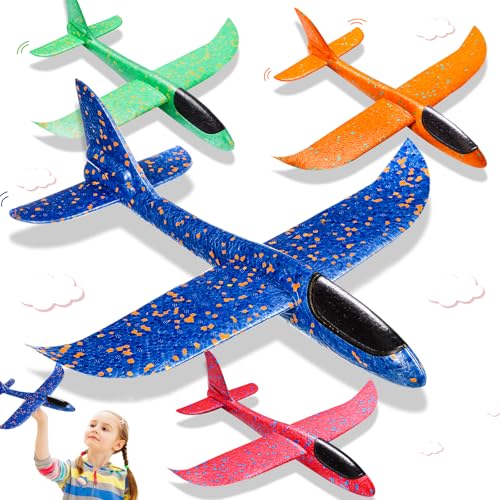 37 cm Avion brinquedos crianças - 4 peças aviões de poliéster, aviões de brinquedo planador de espuma, presente infantil Natal aniversário brinquedos presente para crianças de 4 5 6 7 8 anos jogo ao