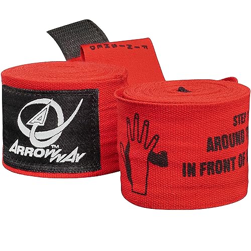 ArrowWay Lehr Hand Bandagen für Kinder Bedruckt Für Boxen & MMA 360, 7cm - Rot