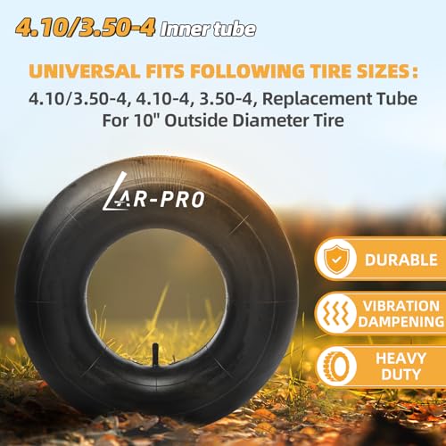 Image of AR-PRO 4.10 /3.50-4 Heavy Duty Replacement Inner Tube with TR-13 Straight Valve Stem (2-Pack) - for Wheelbarrows, Mowers, Hand Trucks and More