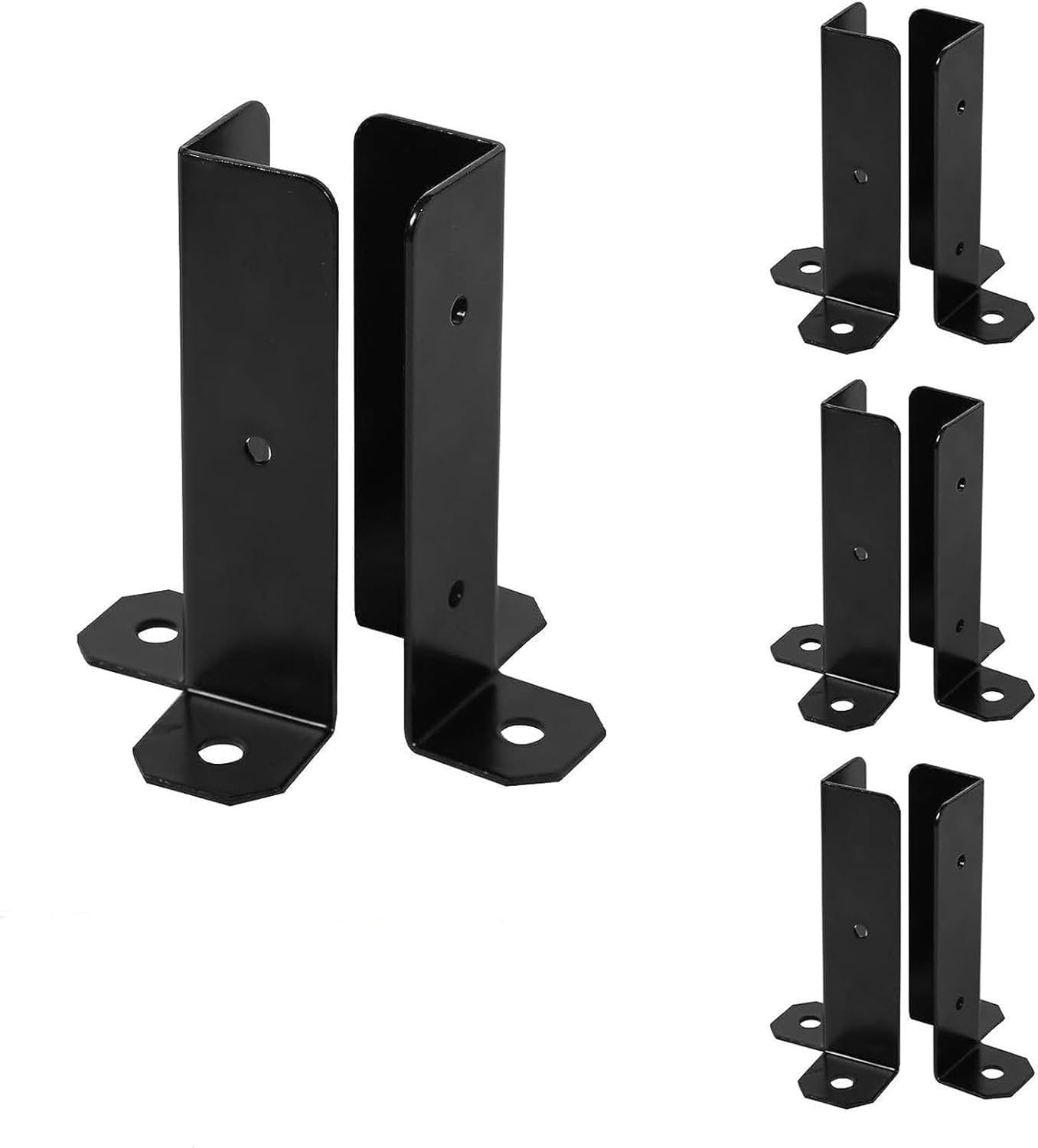 Support de poteau bois réglable et robuste en fer noir pour un ancrage au sol durable