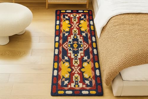 Image of Roseate Grid Super Soft (50x120 cm) Microfibre 2000 GSM Anti Skid Runner for Bedroom /Carpets for Living Room /Kitchen Mats for Floor /Floor Mat /Bathroom Mat /Rug