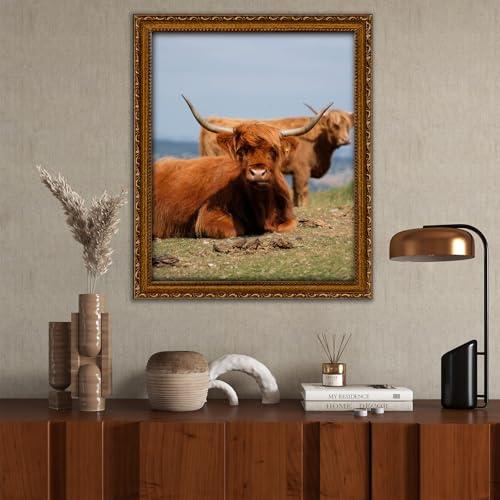 Image of 16x20 Frames with Mat Wood 16 x 20 Picture Frame for Wall | Real Glass, Matted 11x14 or 16 x 20 Photos, Easy Photo Changes, Wall Hanging