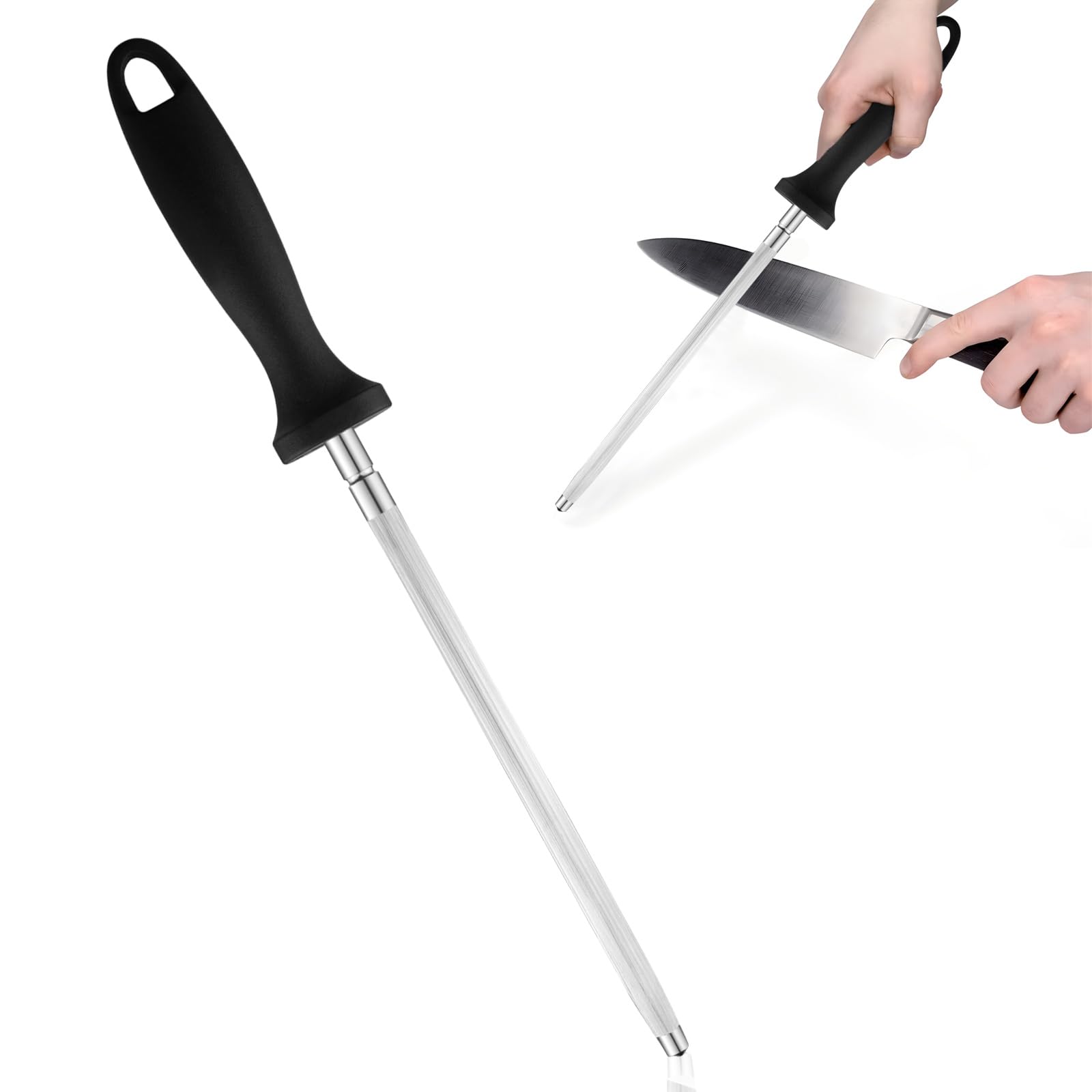 Mumjooyi Affilacoltelli Asta per Affilare i Coltelli Affilacoltelli Professionale 8inch Affilatore di Coltelli per Cucina Knife Sharpener Acciarino Affilacoltelli (A)