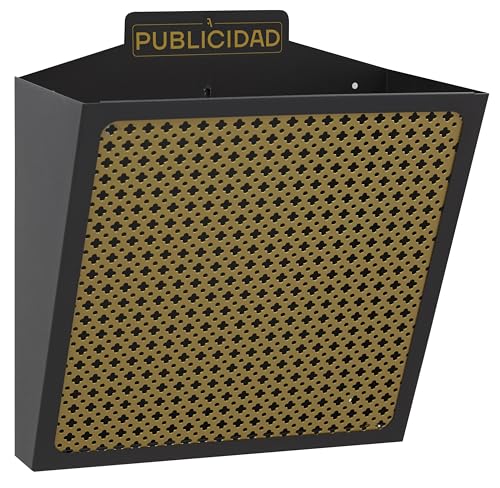 ARREGUI E2313 Cesta de Publicidad de Acero | 11 L | 30,5 x 32 x 19 cm | Cuerpo negro y Rejilla de color ocre