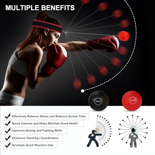 image for Dermasy Upgraded Boxing Reflex Ball, Training Ball with Headband Perfe