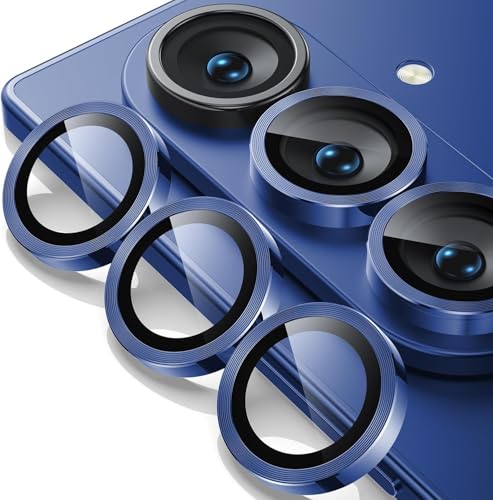 Image of Skinomi Camera Lens Protector Compatible with Samsung Galaxy Z Fold 7 [Anti-Scratch] Premium Tempered Glass Film Aluminum Alloy Lens Ring Cover- Titanium Blue