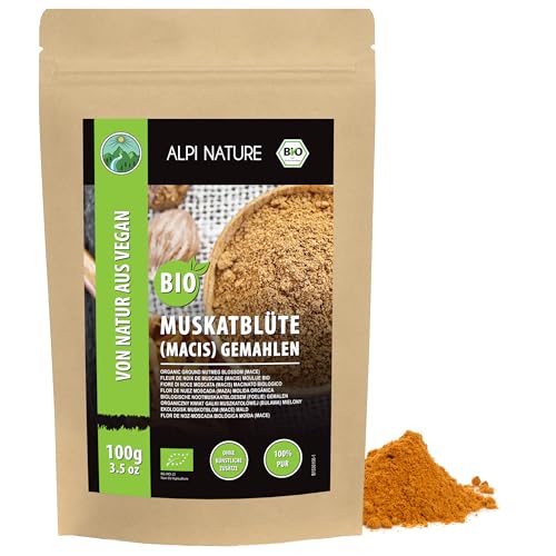 Alpi Nature Macis Moulu BIO 100g, Macis en Poudre, Arille de Noix de Muscade Moulue, Fleur de Muscade